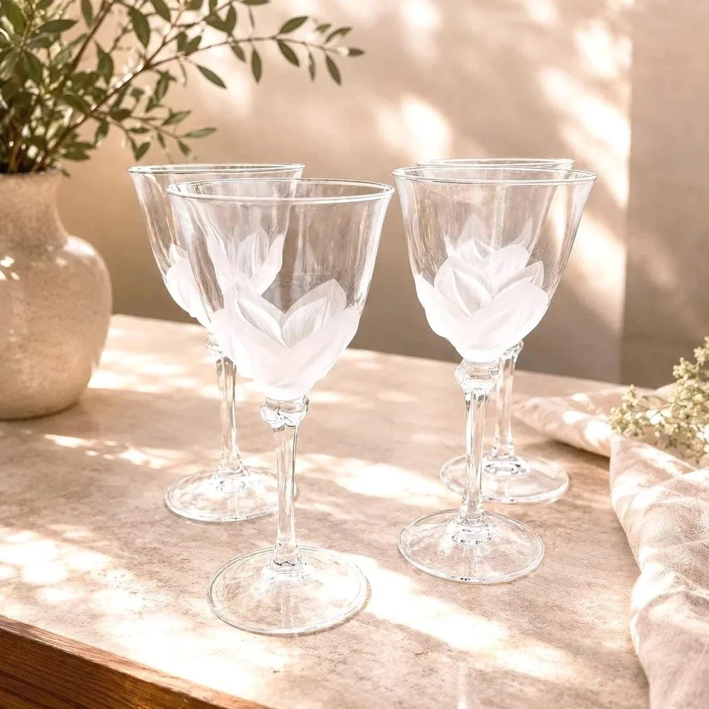 Cristal DArques JG Durand Florence Vintage Crystal Wine Glasses Set of 2 France